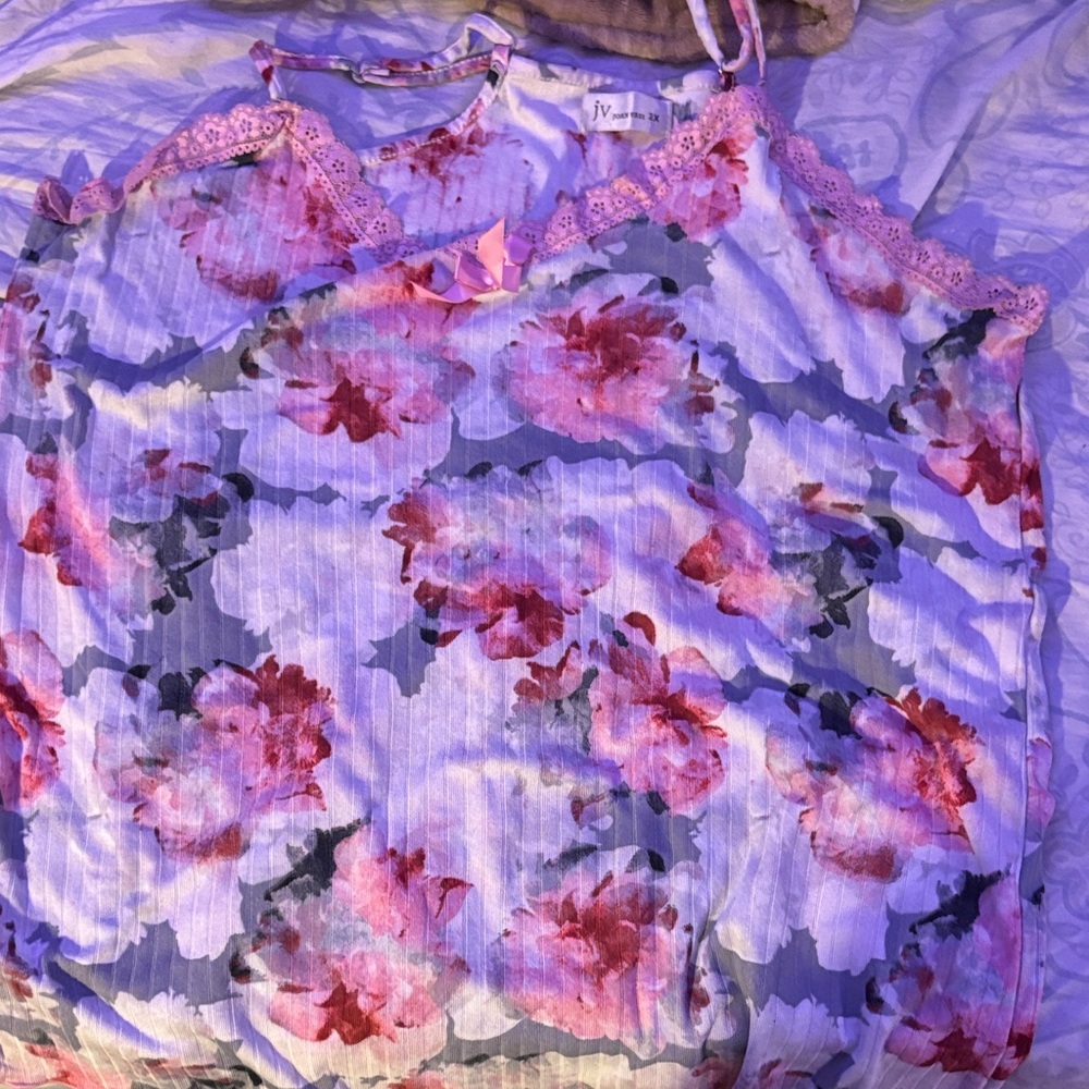 Joan Vass Floral Tank Top - Pink and White